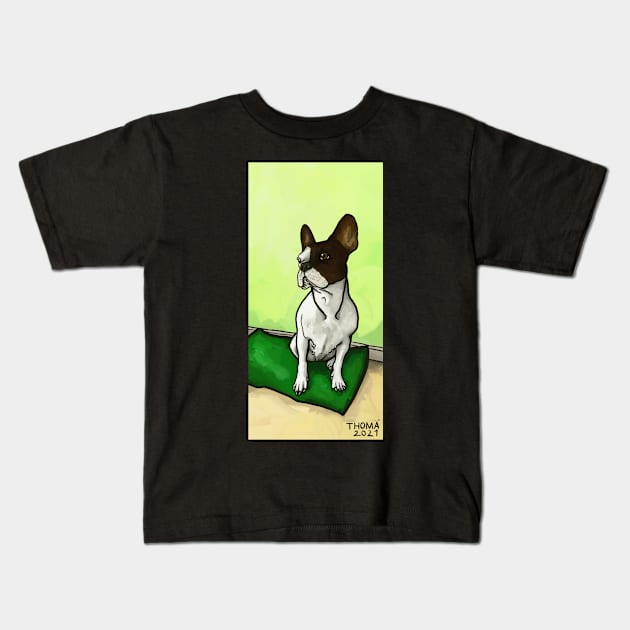 Cute french bulldog in her place Kids T-Shirt by ThomaeArt